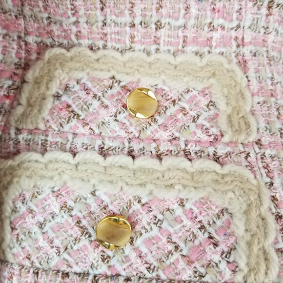 Vintage 1950's Classic Pale Pink Tweed 2 pc Tweed Blazer Skirt Suit Set * Small - Picture 4 of 16